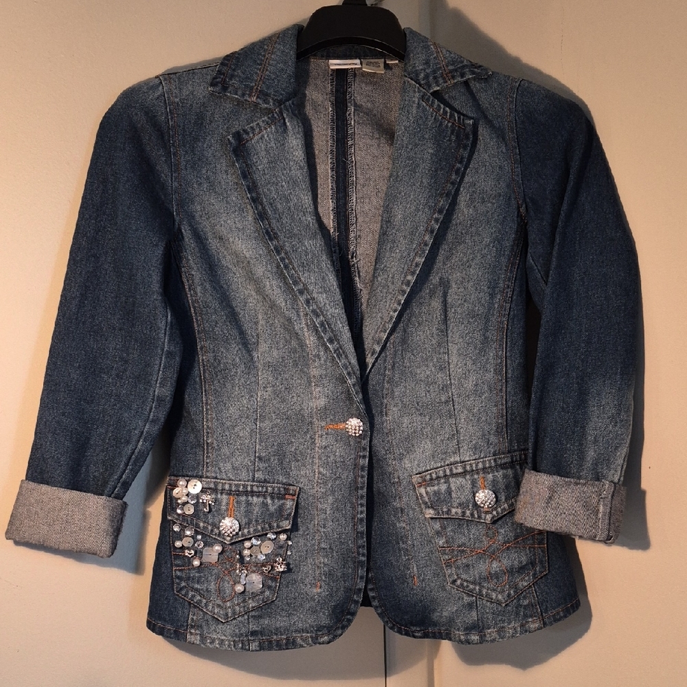 Together Blue Denim Jacket with Embellishments